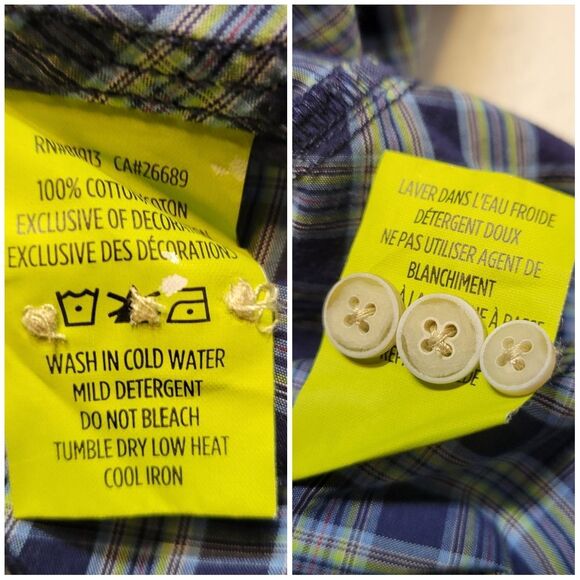 Robert Graham Tailored Fit Cotton Blue Plaid Men's Size Large Button Up Shirt - Picture 12 of 13